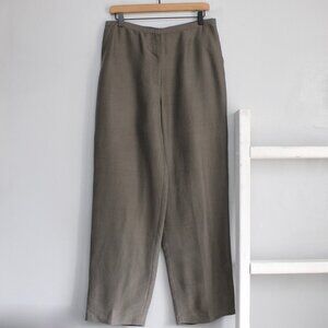Eileen Fisher Olive Wide Leg Pants 100% silk